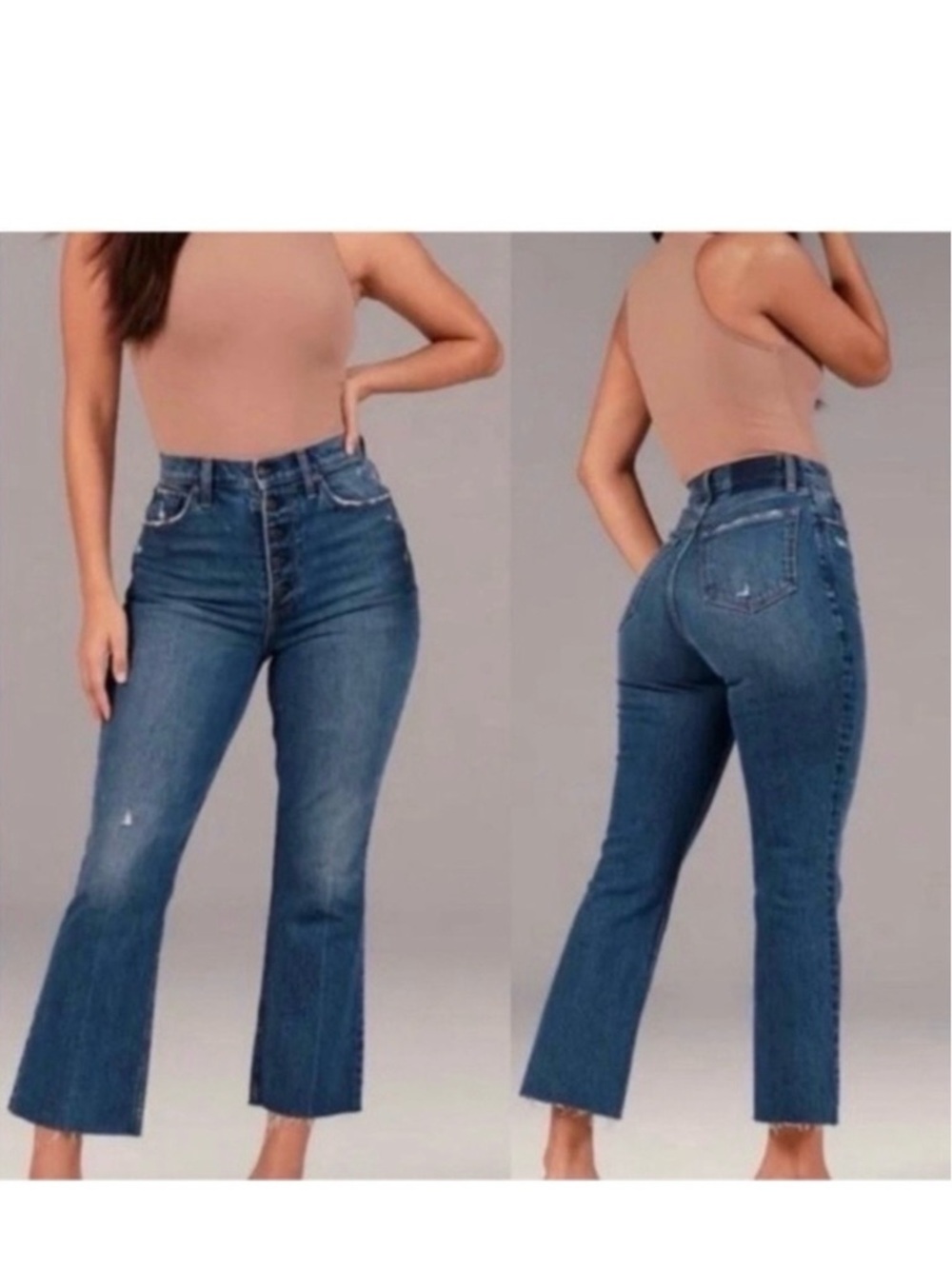 Abercrombie & Fitch 2 Short (26S) Kick Flare High Rise Jeans Women’s Button Fly